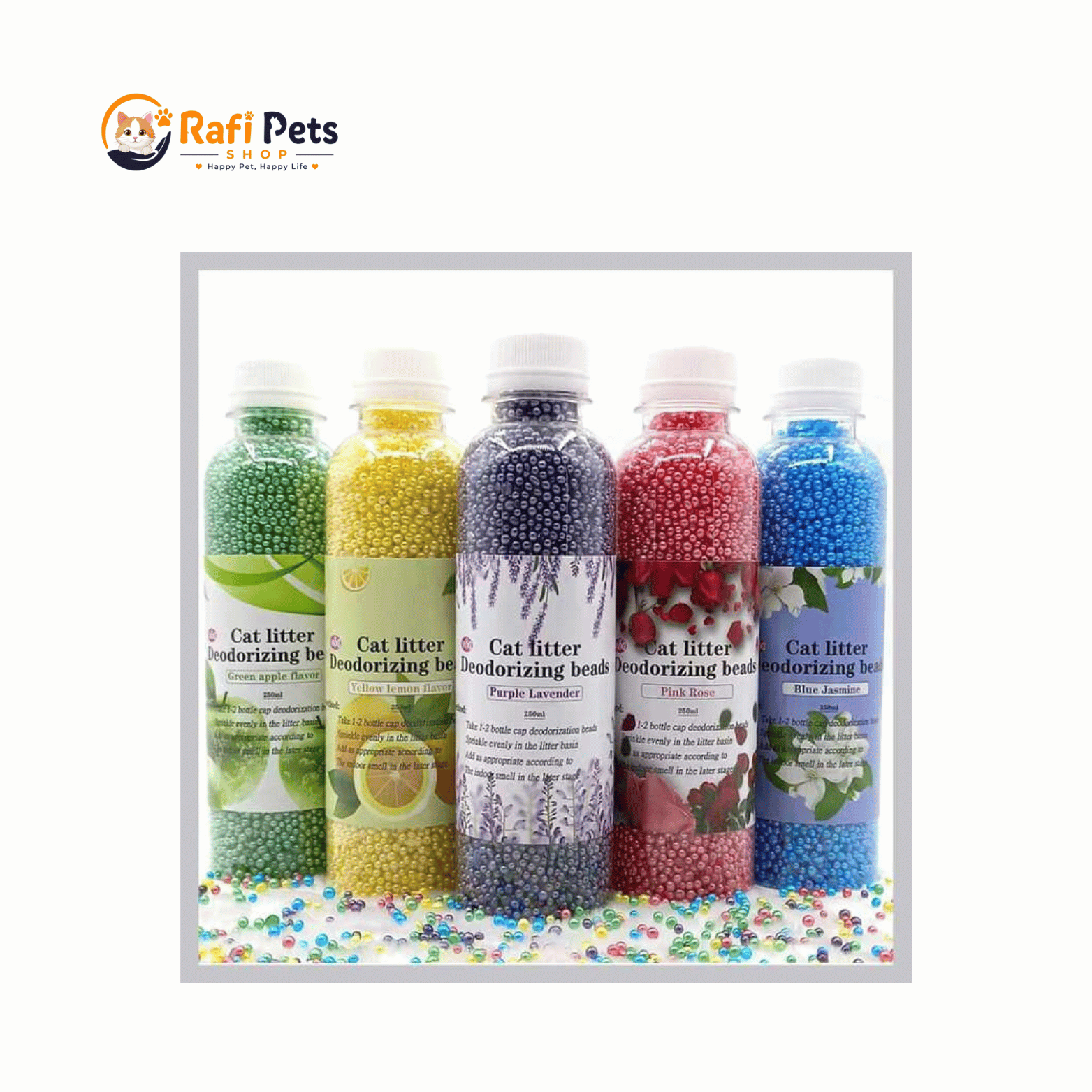 Cat Litter Deodorizer Beads for Litter Box to Control Extra Odor 250ml Bottle